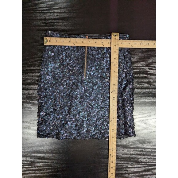 Free People Sequin Black/Navy Mini Skirt Women's Size 2 - Picture 7 of 10